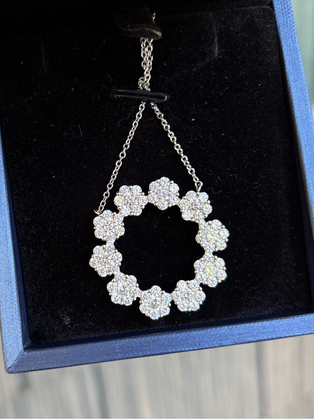 Sterling silver floral circle pendant necklace